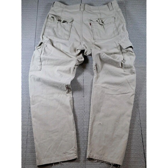 Vtg Levis Cargo Pants Mens 36x34 Khaki Loose Straight Multi Pocket Y2K Skate - Picture 5 of 10